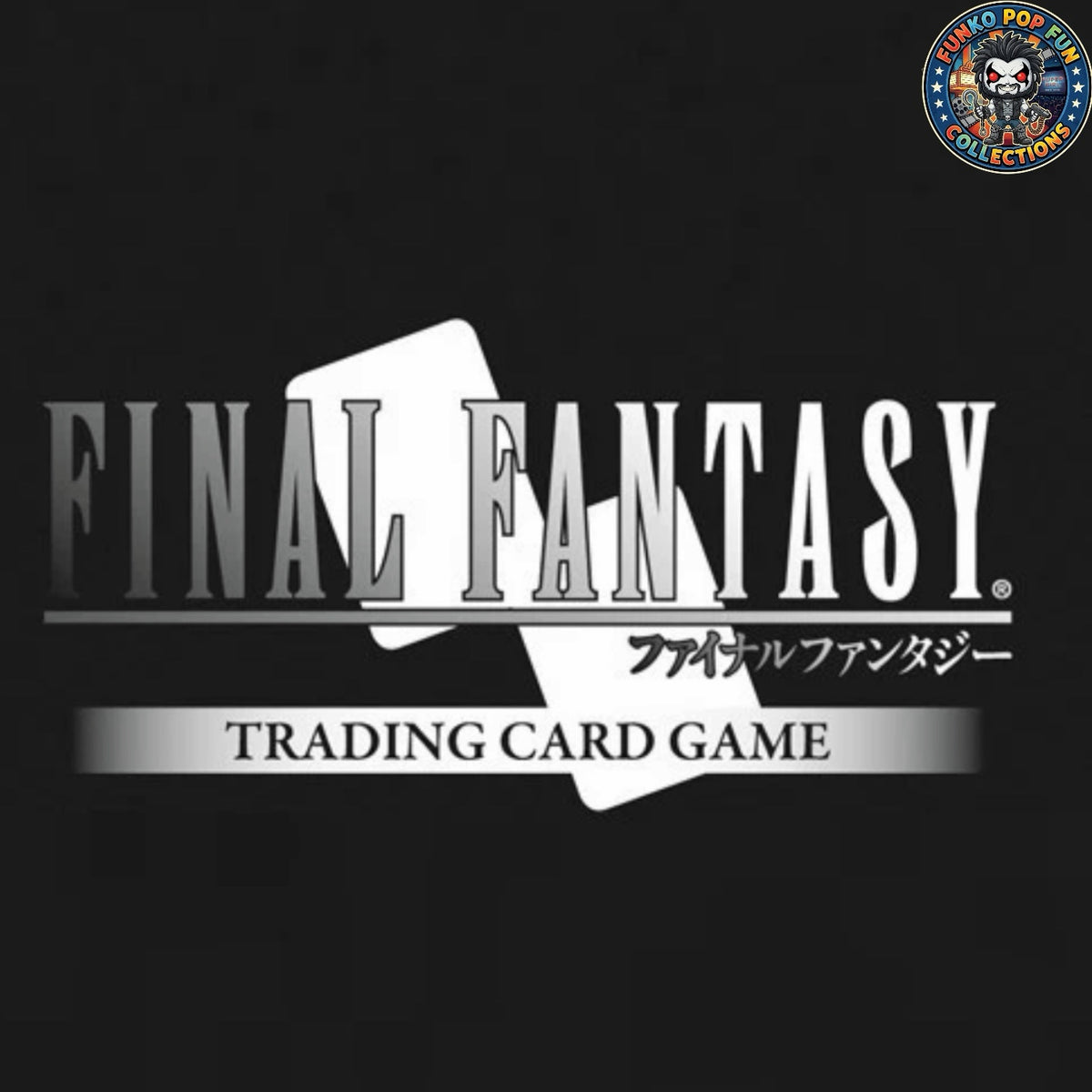 Funko Pop Fun Collections Final Fantasy Trading Card Game logo on a black background with a branded circular emblem.