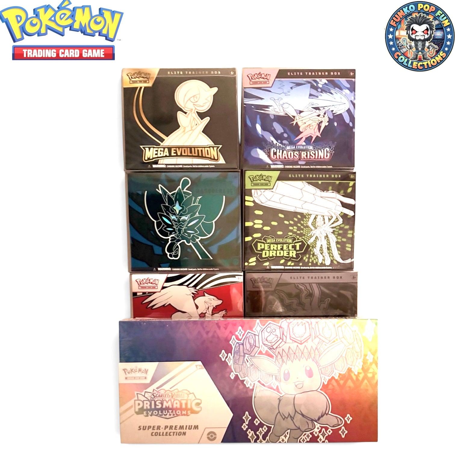 Mega Pokemon Bundle of 6 ETB’s & 1 Super Premium Collection Box New & Sealed UK Stock Ready to Post.