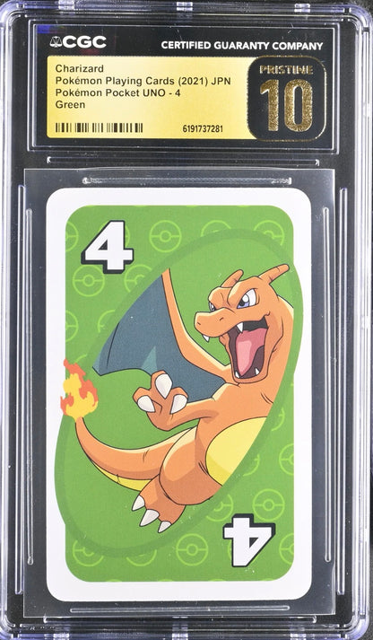 Pokemon Nintendo Very Rare Game Freak UNO - 4 Green CGC Pristine 10 Card.