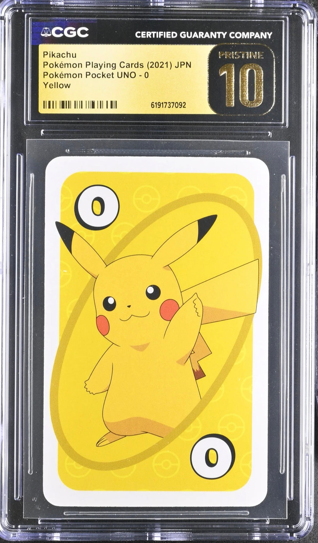 Pokemon Nintendo Very Rare Game Freak UNO - 0 Yellow CGC Pristine 10 Card.