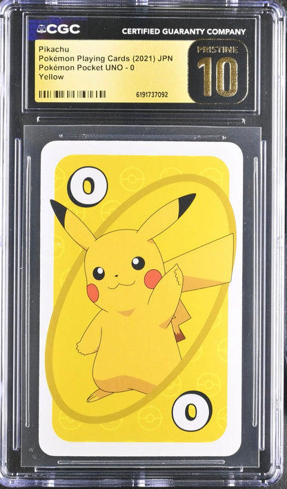Pokemon Nintendo Very Rare Game Freak UNO - 0 Yellow CGC Pristine 10 Card.