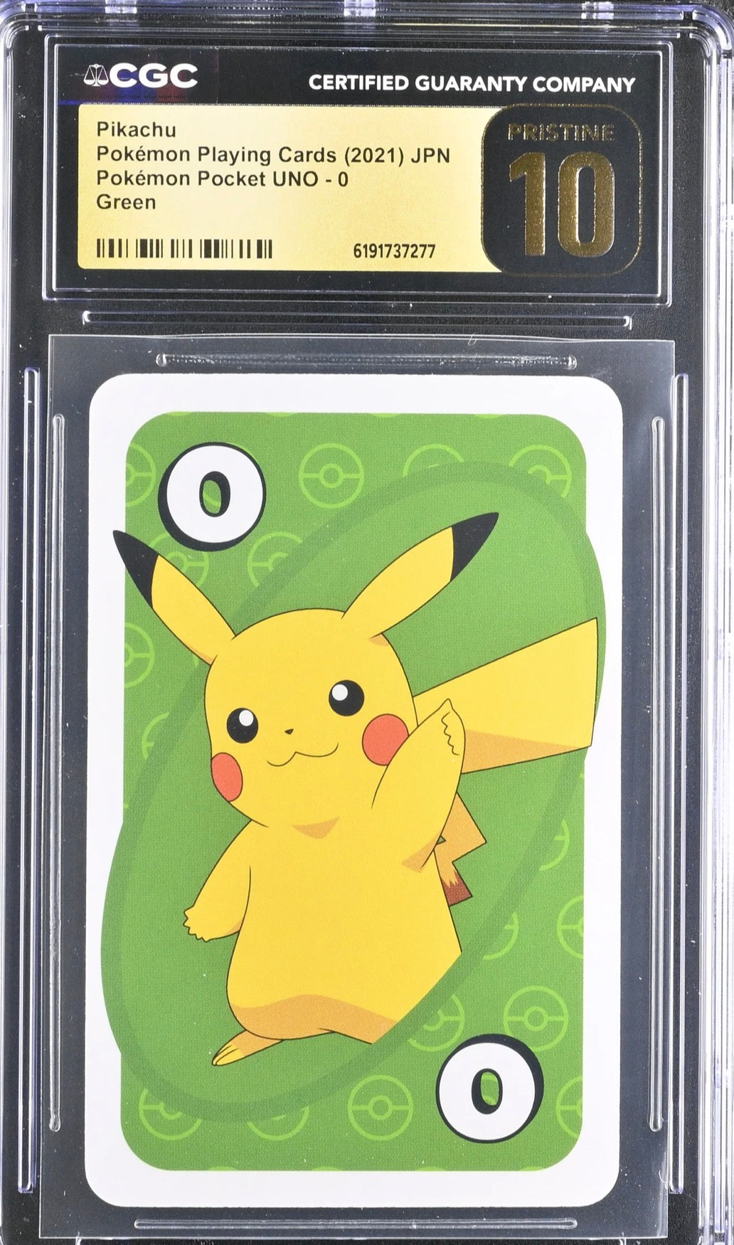 Pokemon Nintendo Very Rare Game Freak UNO - 0 Green CGC Pristine 10 Card.