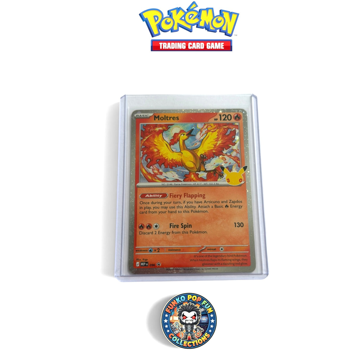 Pokémon TCG 30th Anniversary Moltres MEP 096 Black Star Cosmo Promo M Single Card.