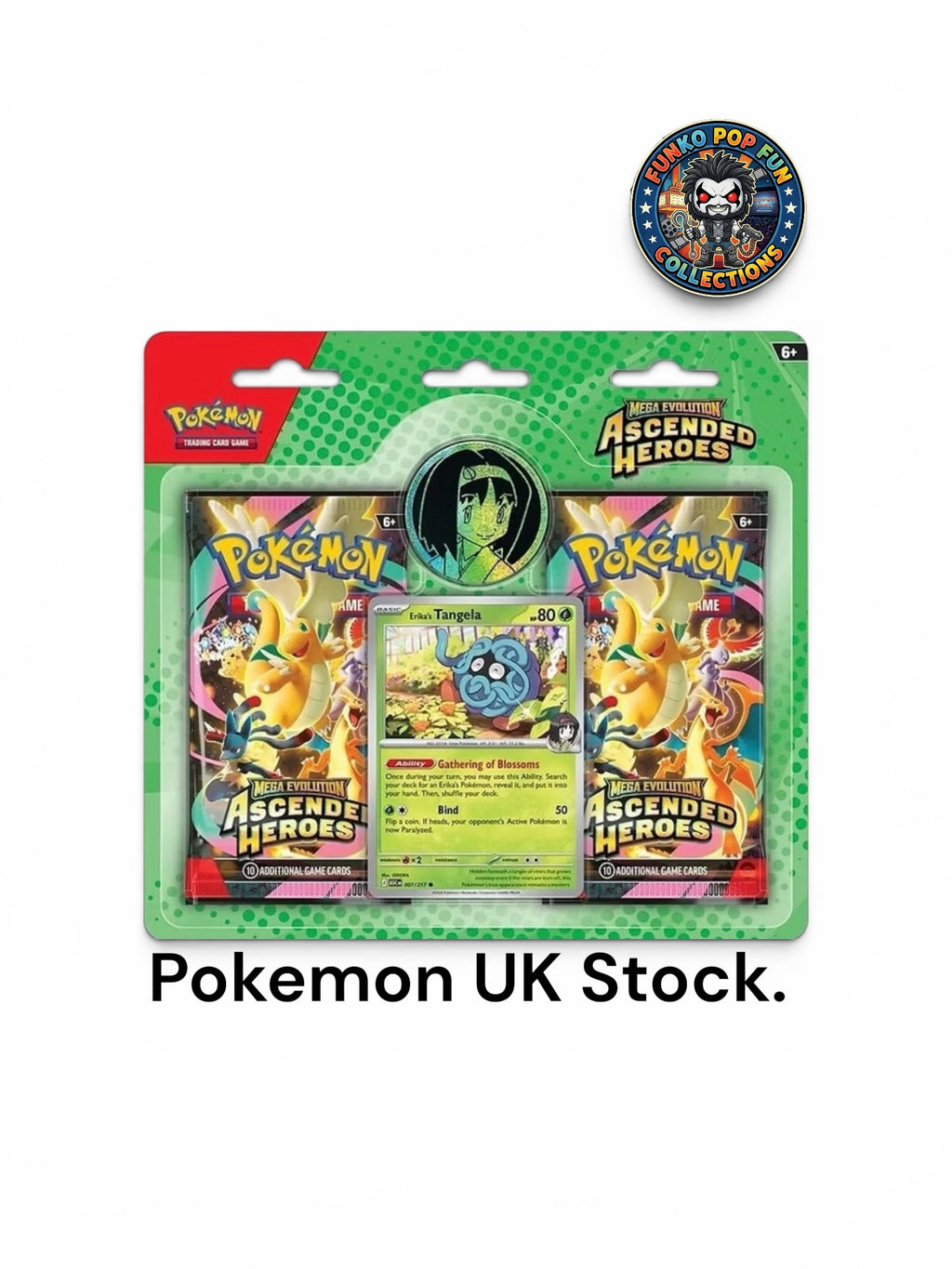 Pokemon TCG Mega Evolution-Ascended Heroes Erika Tangela Booster Packs.