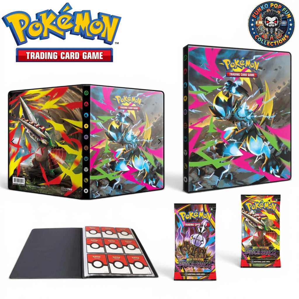 Exclusive Ultra Pro - Pokemon - Mega Evolution - Pitch Black - 9 Pocket Portfolio + 2 Booster Packs.
