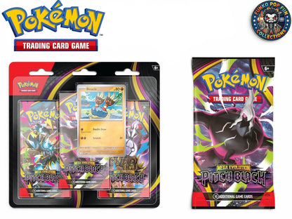 Pokémon TCG: Mega Evolution—Pitch Black Triple Pack 1 Foil Promo Card & 3 Booster Packs.