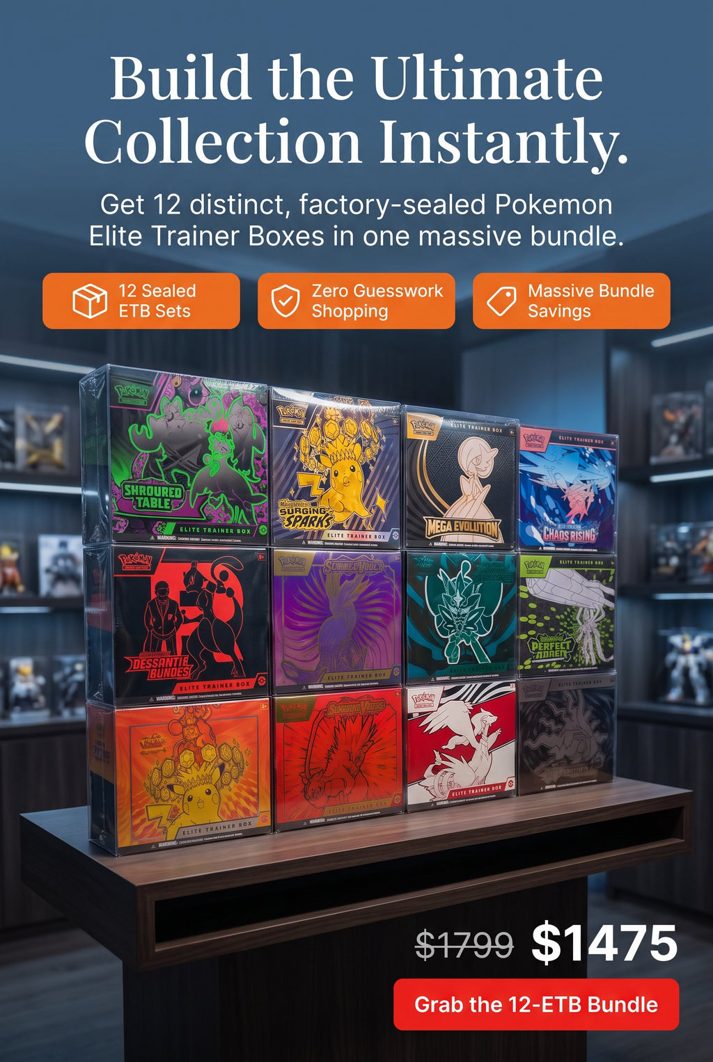 Pokemon Ultimate Collection 12 of The Very Best ETB Box Sets.