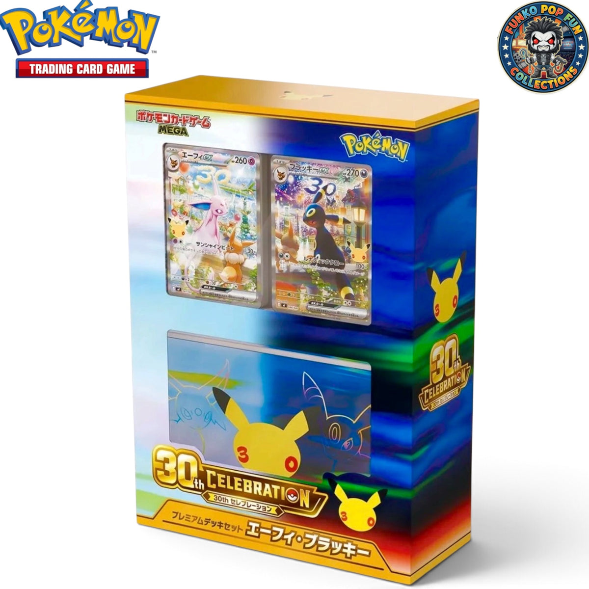 Pokemon Limited Edition Japanese 30th Celebration Premium Deck Set with Espeon Umbreon Card, New & Sealed.