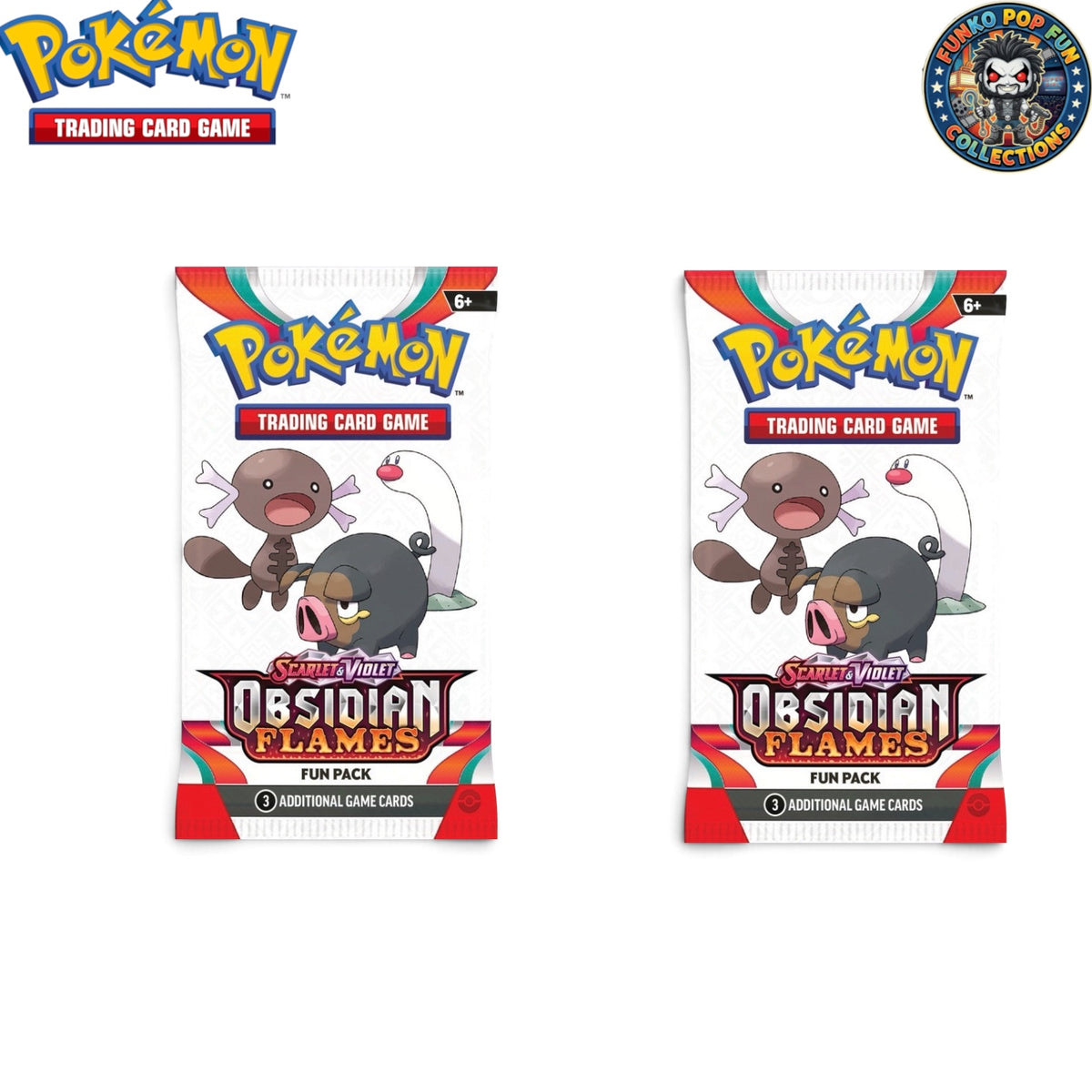 Pokemon TCG Obsidian Flames Fun Scarlet & Violet Factory Sealed x 2 Rare Booster Packs.