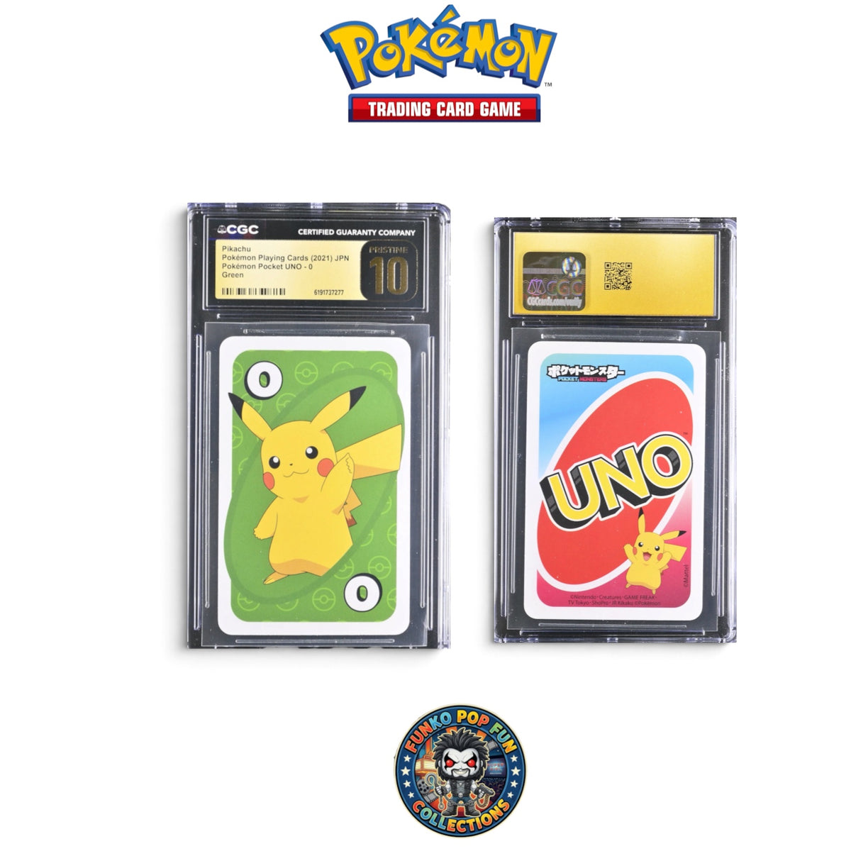 Pokemon Nintendo Very Rare Game Freak UNO - 0 Green CGC Pristine 10 Card.