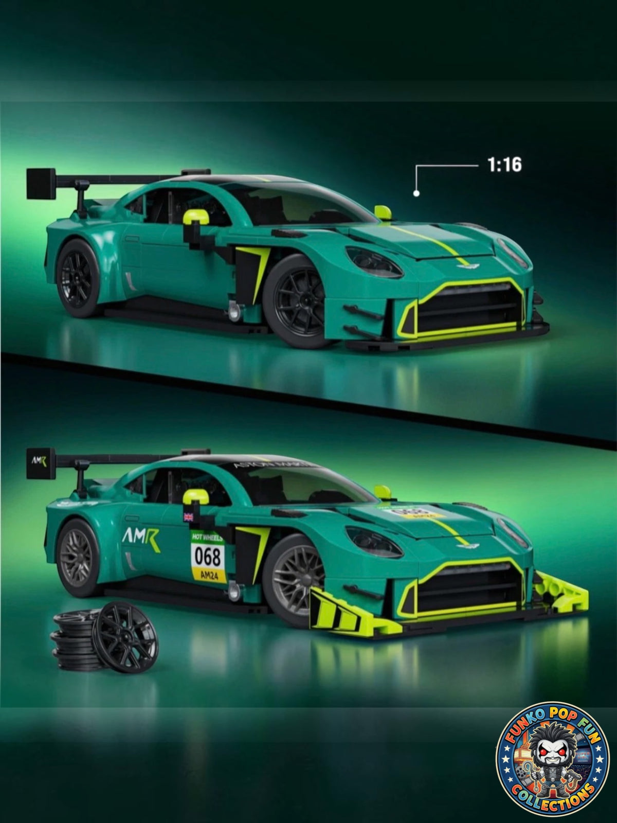 Exclusive Limited Edition Mattel Brick Shop Hot Wheels Elite Series '24 Aston Martin Vantage GT3 Set