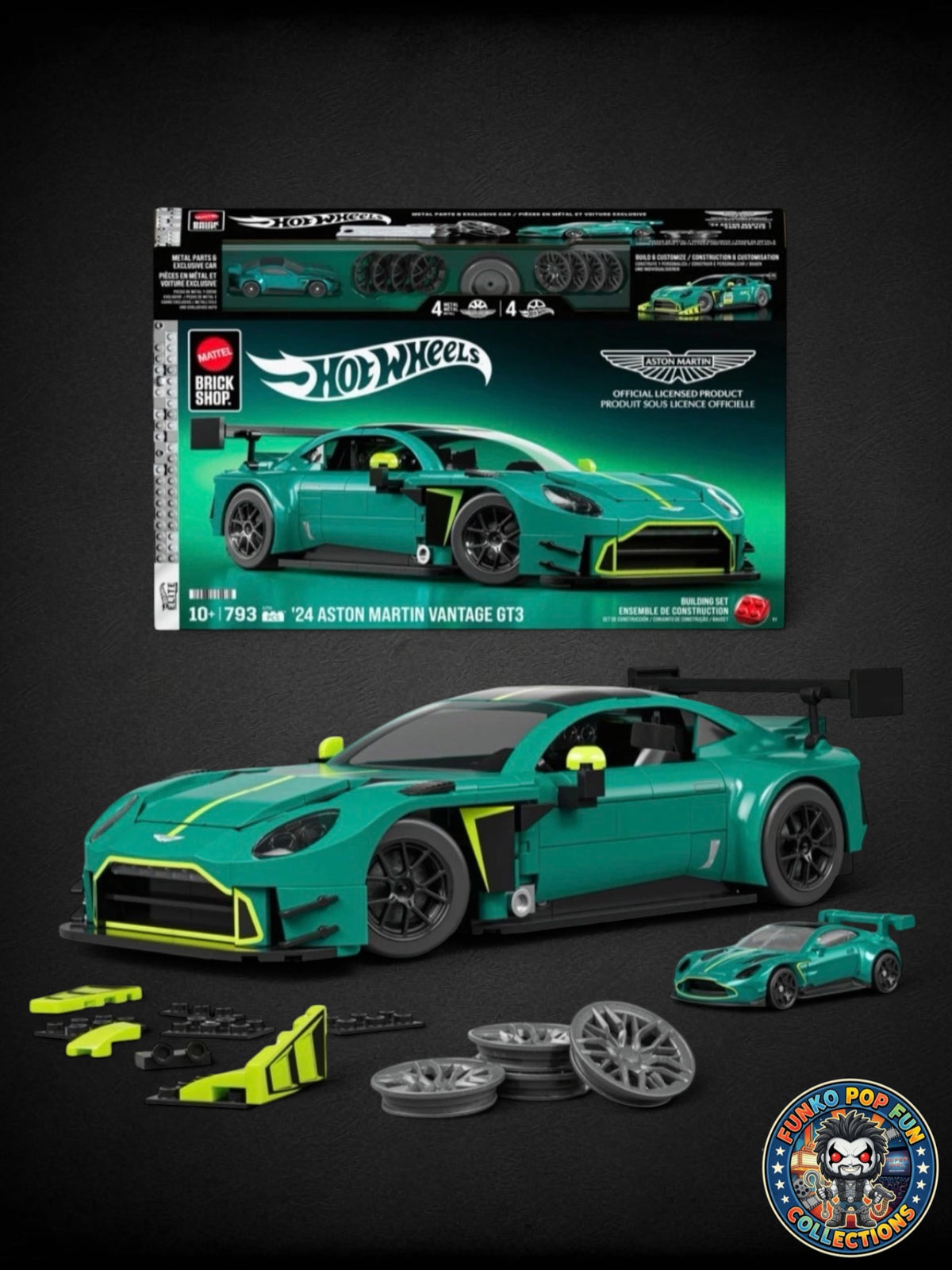 Exclusive Limited Edition Mattel Brick Shop Hot Wheels Elite Series '24 Aston Martin Vantage GT3 Set