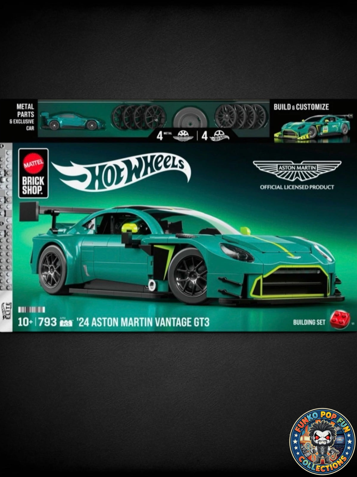 Exclusive Limited Edition Mattel Brick Shop Hot Wheels Elite Series '24 Aston Martin Vantage GT3 Set