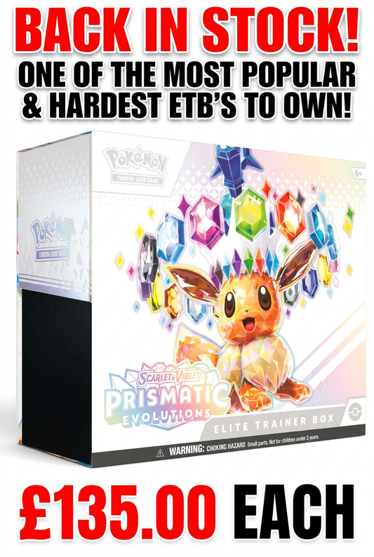 Pokemon Prismatic Evolutions Elite Trainer Box, Scarlet & Violet TCG.